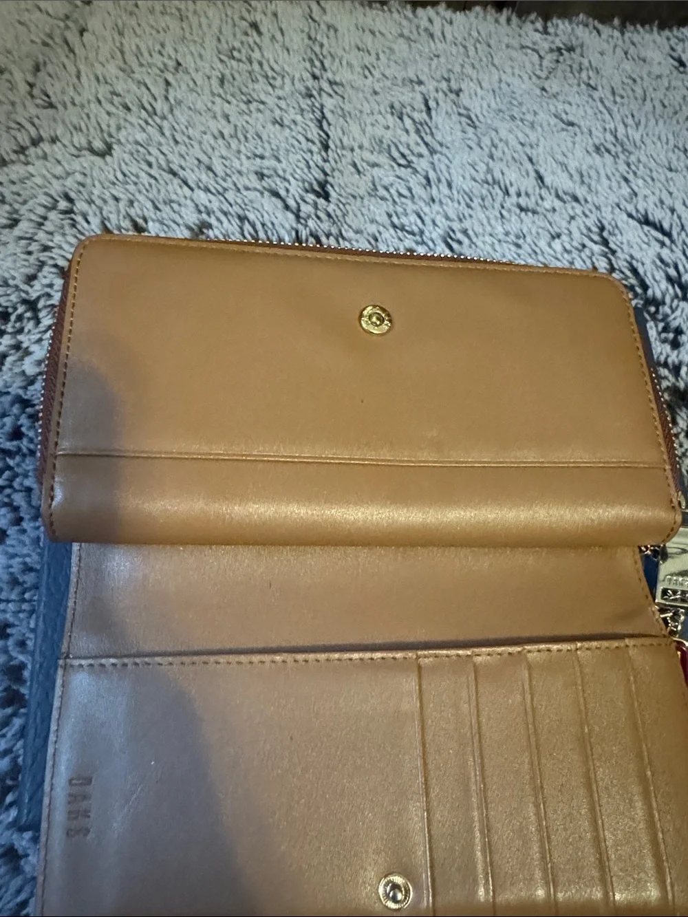 Daks Plaid Zip-Around Wallet in Beige and Brown Beautiful Condition
